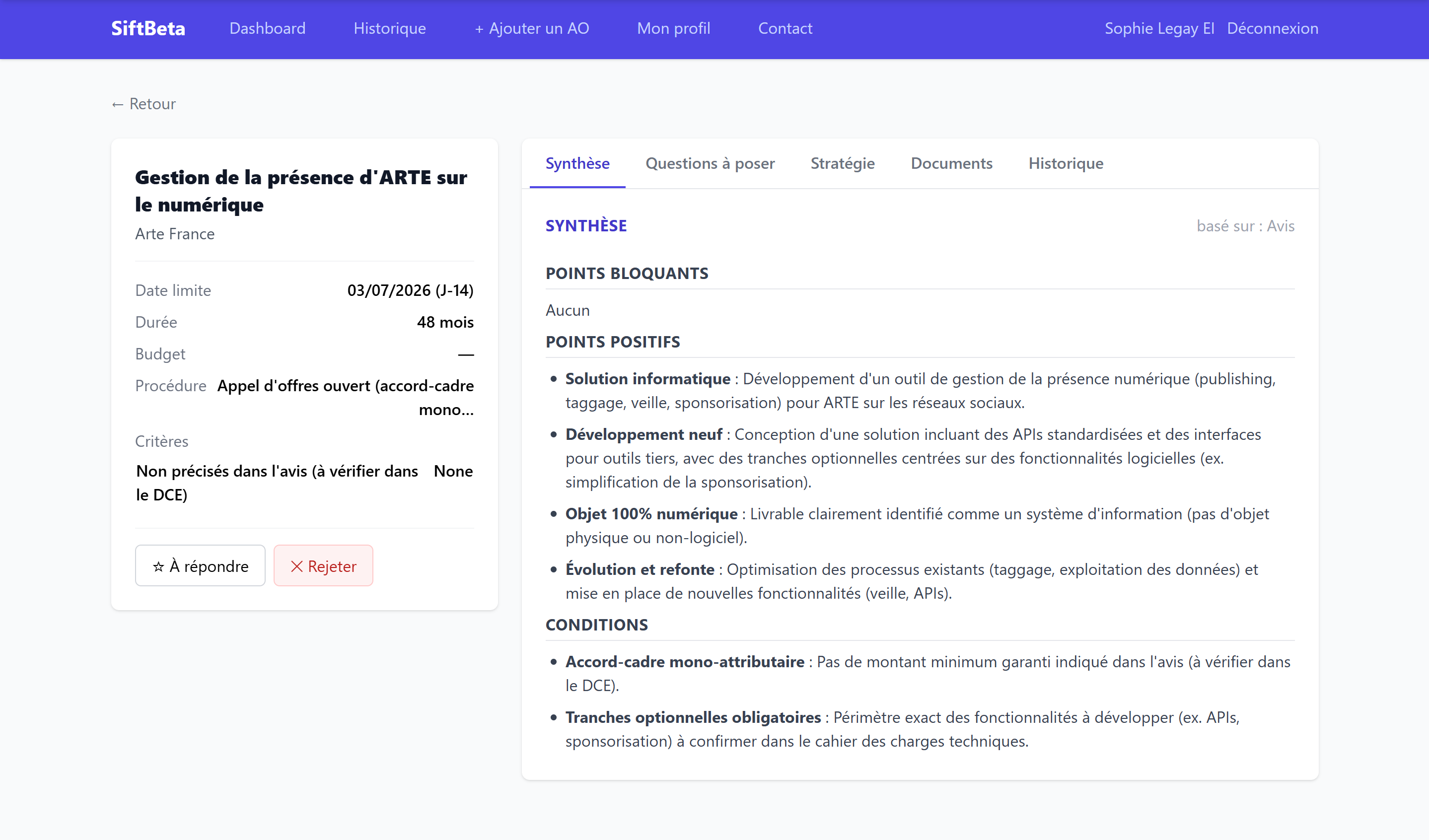 Analyse détaillée d'un appel d'offres
